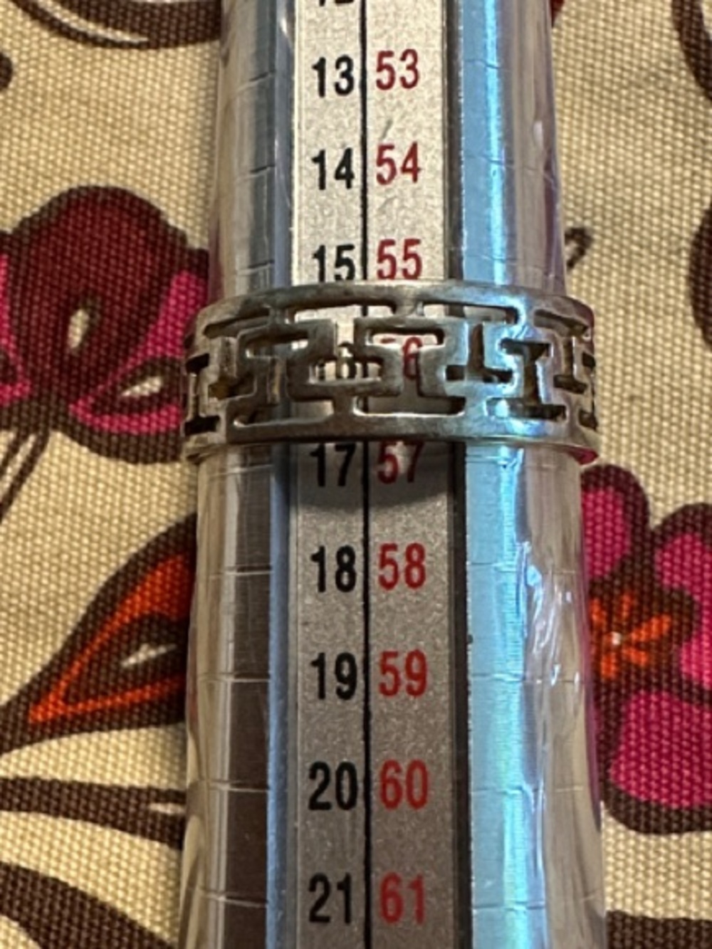 Sterling Silver Greek Key Pattern Band - Silver